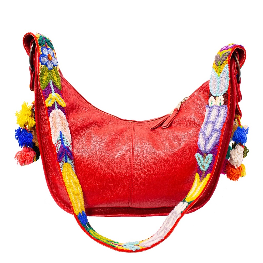 Cristina Orozco Red Leather Luna Handbag